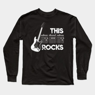 This Dad Rocks Guitar Chords Guitarist Fathers Day Long Sleeve T-Shirt